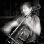 Cara Berridge Cara Berridge on cello in black and white photo